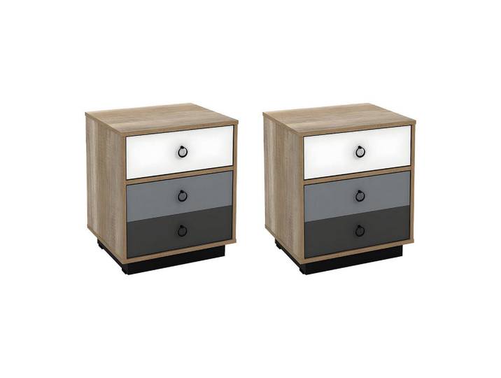 Vente-Unique Nachttisch - 47.4 cm x 39.6 cm - holz - mehrfarbig Krypton, Mehrfarbig, Holz, Uni, 1 Schubladen, Rechteckig, 47.4x55.3x39.6 cm, Schlafzimmer, Nachtkästchen