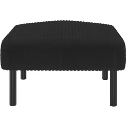 Schwarzer Cord Hocker mit Metallgestell, vielseitig als Sitzhocker Fußhocker Beistelltisch weiche Polsterung, ergonomisch, pflegeleicht,modern 50x50cm
