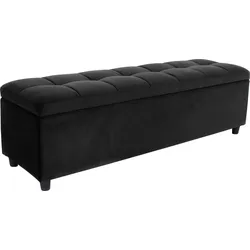 Bettbank "Abgesteppt", schwarz, B:140cm H:42,5cm T:40cm, Holzwerkstoff, Massivholz, Polyester, Sitzbänke, Bettbank, Mit Stauraum, auch als Garderobenbank geeignet, Polsterbank