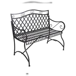 DELUKE Gartenbank RALF - 111,5cm Breit, Stahl, Schwarz | Terrassenbank Wetterfest Sitzbank Outdoor Bank