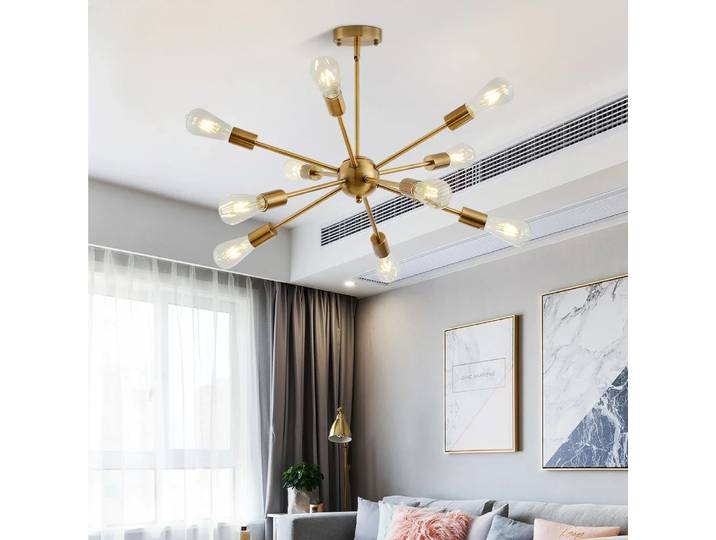 Plafonniers araignée satellite multi-têtes dorées, pendentif LED créatif, personnalité moderne, chambre minimaliste, salon