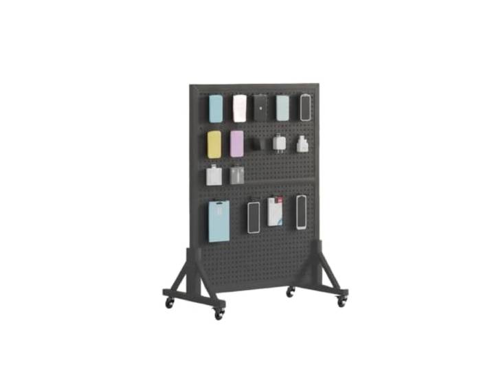 ZGCrumphant Stecktafel-Präsentationsständer mit Rollen Freistehend mit perforierten Haken auf Rädern(Black 90x120cm)