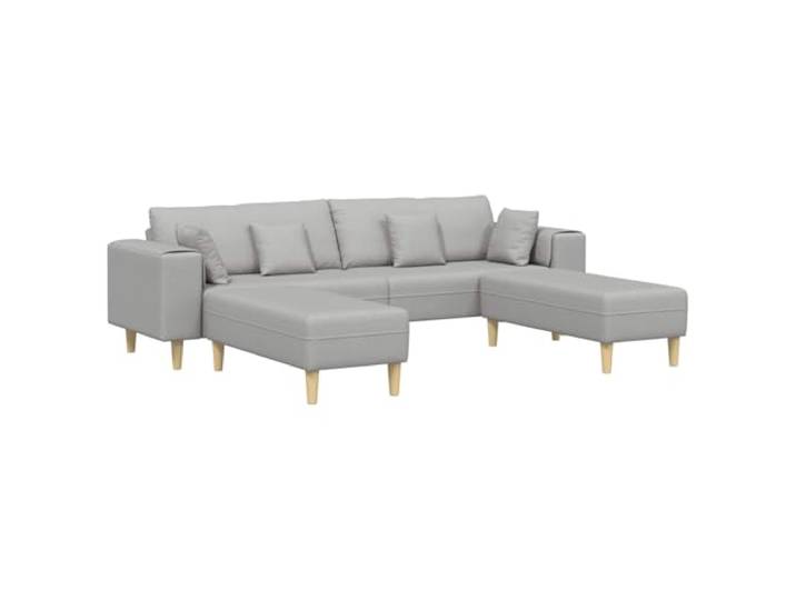 IBUQDDV Sofa 3 STK. Wolkengrau Stoff Atmungsaktiver Stoff, Holzbeine in Braun, Federkissen mit Schaumstoff, Sperrholzrahmen, einfache Montage