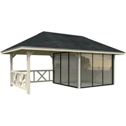 Palmako Pavillon Bianca 16,6 m2 Set 503 Slide Plus mit Isolierglas-Schiebetüren naturbelassen