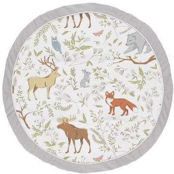 Sweet Jojo Designs Grey, Green and Brown Woodland Animal Toile Collection Baby Tummy Time Playmat