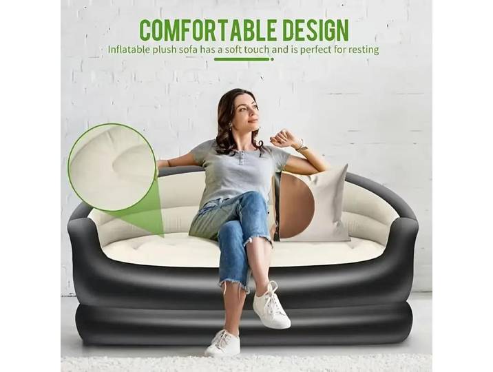 Lit gonflable portatif extérieur, canapé Double de détente, inclinable gonflable de Camping pliant, canapé gonflable extérieur floqué