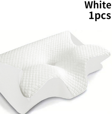 Uplifted Trends Ergonomic Memory Foam Travel Pillow For Neck Pain Relief Ideal For Home & Travel Comfort white