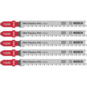 Bosch Stichsägeblätter PRO Plastics PVC clean T102H, für Kunststoff, 5 Stück