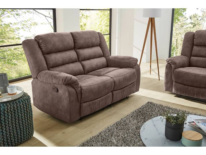 2-Sitzer JOCKENHÖFER GRUPPE Cleveland, B: 153 cm , grau (grau, braun), B:153cm H:103cm T:93cm, Sofas, 2-Sitzer, mit Relax- & Liegefunktion, Federkern-Polsterung