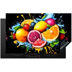 HERDABDECKPLATTE Obst - Graffiti - Bunt - Orange - Erdbeere - Abstrakt Induktionsmatte 83x51 cm