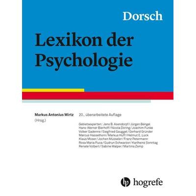 Dorsch - Lexikon der Psychologie, Taschenbuch von , Hogrefe AG, 978-3-456-86175-3