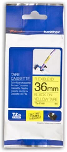 Brother TZe-FX661 cinta flexible 36mm texto negro sobre amarillo (8M)