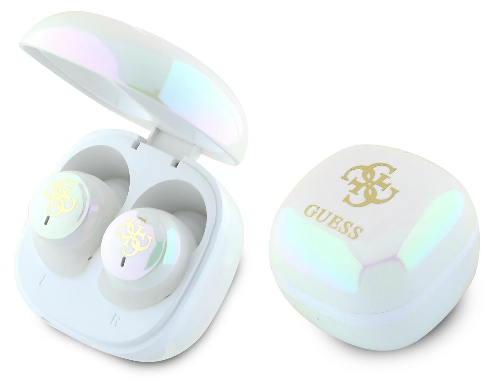 Guess Bluetooth-hoofdtelefoon GUTWSJ144ESH met oplaadstation, Wit/Iridescent