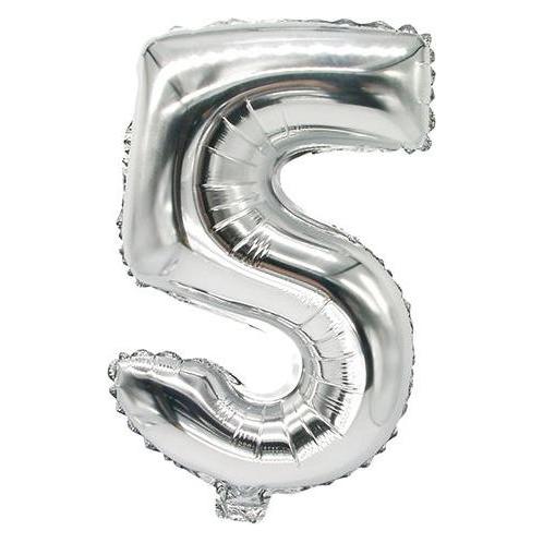 Papstar Folienballon "Zahlen", Ziffer: 5, silber (1x) (86835)