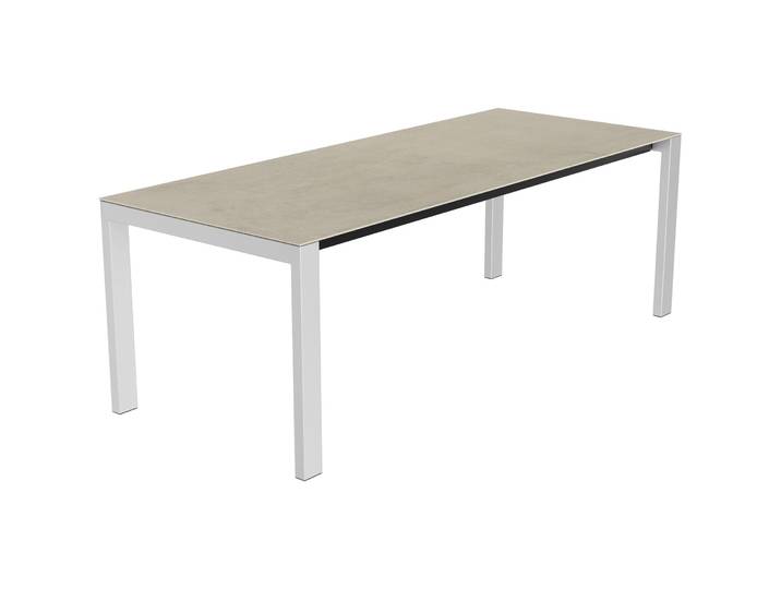 Gartentisch Panama Edelstahl gebürstet / Travertino Romano Keramik/Edelstahl B 220 T 90 cm - Möbel Konfigurator: Traummöbel individuell
