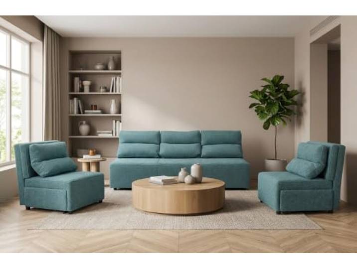 Family Meble Kimo Sitzgruppe, Sofa und 2 Sessel – Blau – 14