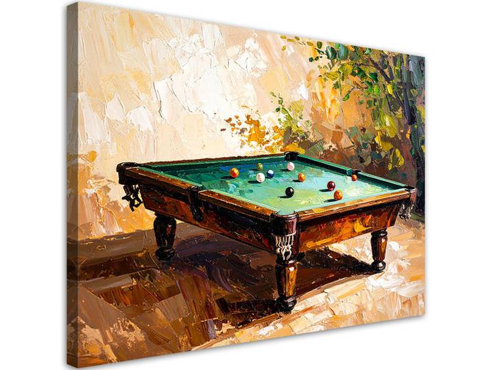 Feeby Leinwandbild Billardtisch 100x70cm, Beige, Grafikmuster, Rechteckig, 100x70 cm, Bilder & Rahmen, Bilder, Leinwandbilder