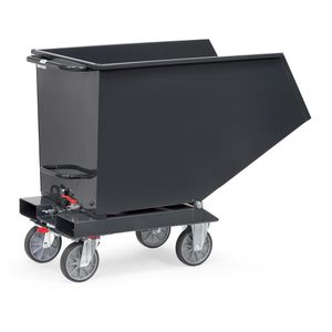 Fetra Kippbehälter Muldenkipper 4702A, für Stapler, für Späne, 0,45 m³, anthrazit, 750 kg, mit Rollen