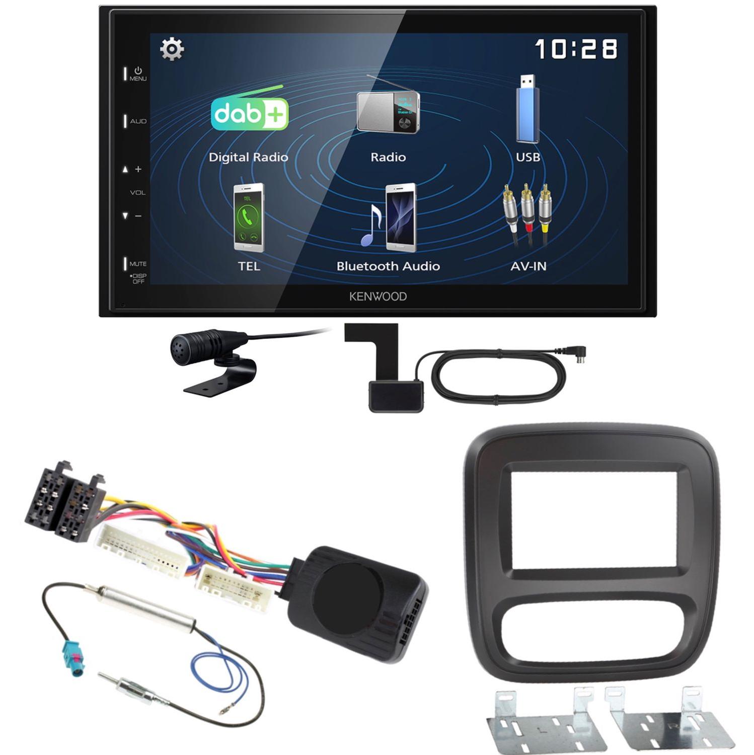 Kenwood DMX129DAB DAB+ Bluetooth USB Einbauset für Renault Trafic 3