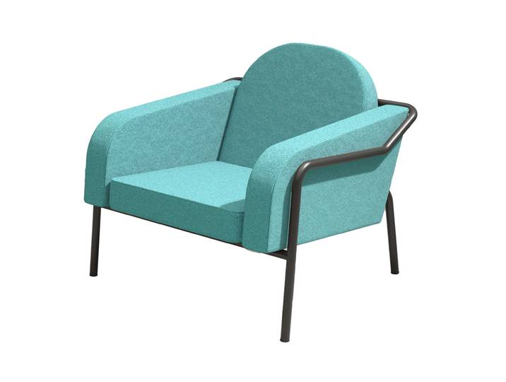 Fauteuil d'accueil Medso ''L'' en tissu Bleu - pieds métal Noir