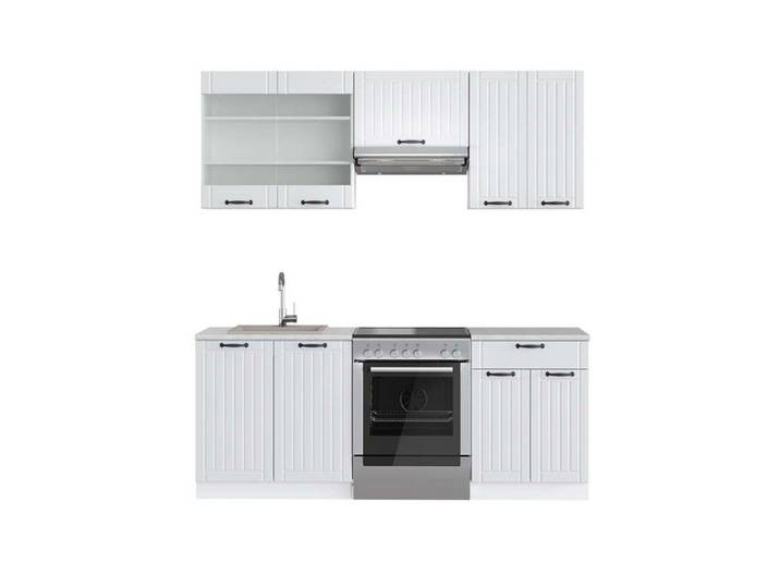 Cuisine Fame-Line 200cm PT Marbre Blanc campagne/Blanc Vicco 42257