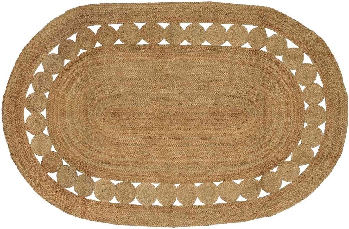 Handgemaakt Jute Vloerkleed - Boho Design - Rectangular - Naturel