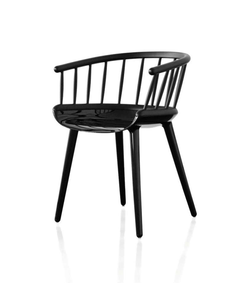 Magis Cyborg Stick Stuhl (Esche schwarz lackiert, schwarz glÃ¤nzend) Esche schwarz lackiert | schwarz glänzend SD1716/1763C+7065