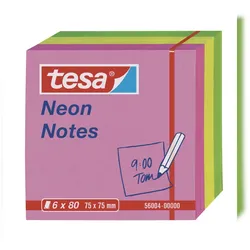 tesa Neon Notes Haftnotizen, 75 x 75 mm, 3-farbig