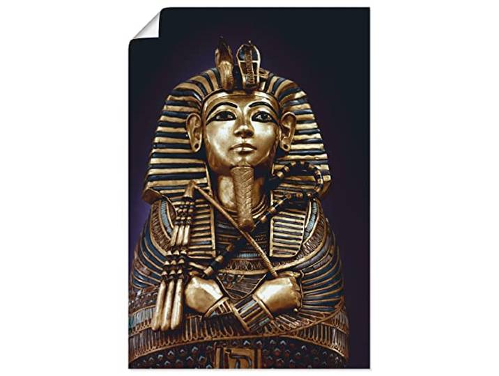 ARTLAND Wanddeko Poster & Kunstdrucke Wandposter 40 x 60 cm Sarkophag Figur Maske Schmuck Gold Büste König Tutanchamun 1342 v Ch Ägypten S7UN