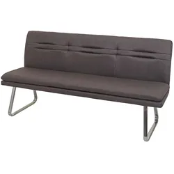 BERLINLODGE Sitzbank | HxBxT 90x180x59cm | Sitzhöhe 49cm | Rückenlehne Stoff/Textil Edelstahl gebürstet | Grau-Braun 180cm | Esszimmerbank Bank Polsterbank