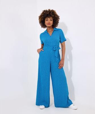 Plus Size Women's Zip Front Jumpsuit by Joe Browns in Diamond Geo (Size L)