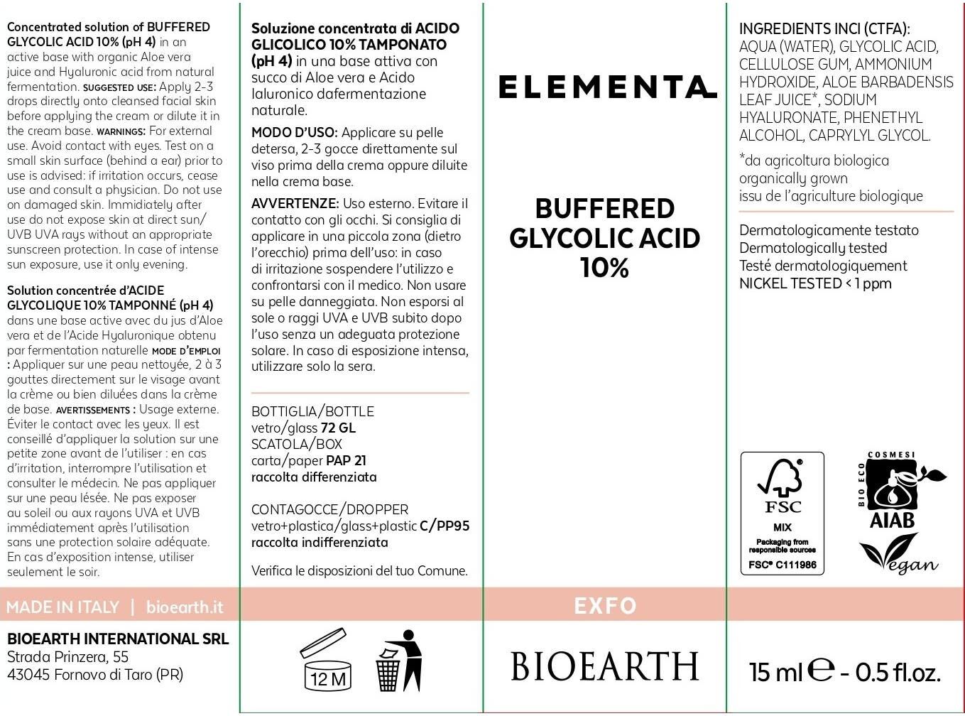Bioearth Elemental Ácido Glicólico 10% 15ml