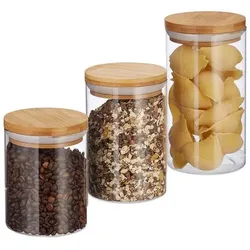 relaxdays Vorratsglas 3er Set je 600 ml weiß