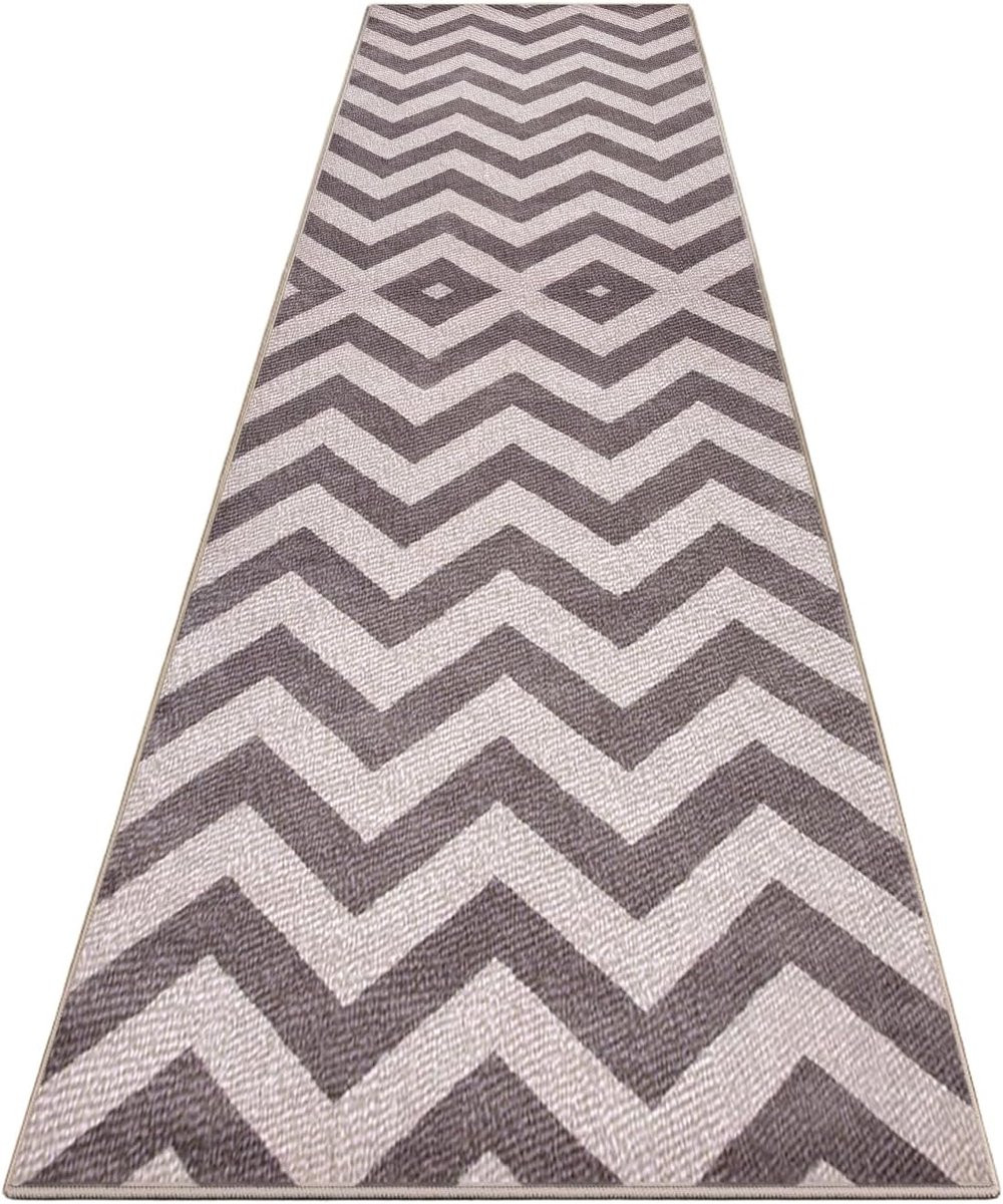 Modern Smal Gangtapijt met Geometrisch Patroon - Polyester - Breedte: 60 cm, Lengte: 180 cm