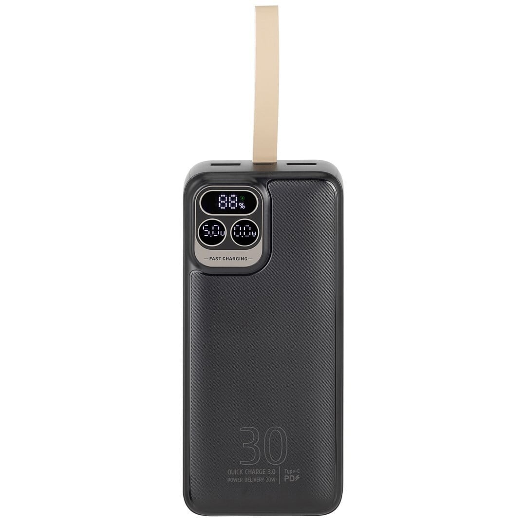 Rivacase Powerbank VA2585 30000mAh met 2 USB-A/USB-C poorten, QC 3.0/PD 20W, zwart