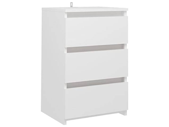 GHVBNMF Nachttisch Weiß 40x35x62,5 cm Holzwerkstoff mit 3 Schubladen Kompakter Nachtschrank für das Schlafzimmer mit 3 geräumigen Schubladen, stabiler Holzwerkstoff-Konstruktion und Kippschutz.