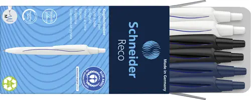 Schneider Schreibgeräte Kugelschreiber Reco 6er Pack sortiert, Mine blau 131886 Kugelschreiber 6St.