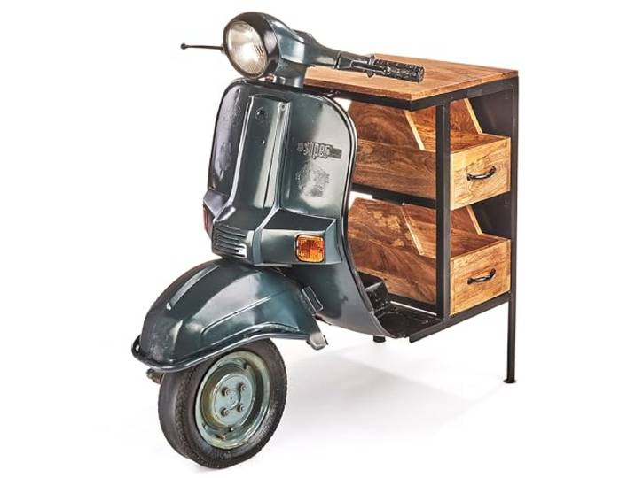 Kobolo Scooter Regal VIAGGIO Vintage Roller Ablage105x70x107 cm Grau