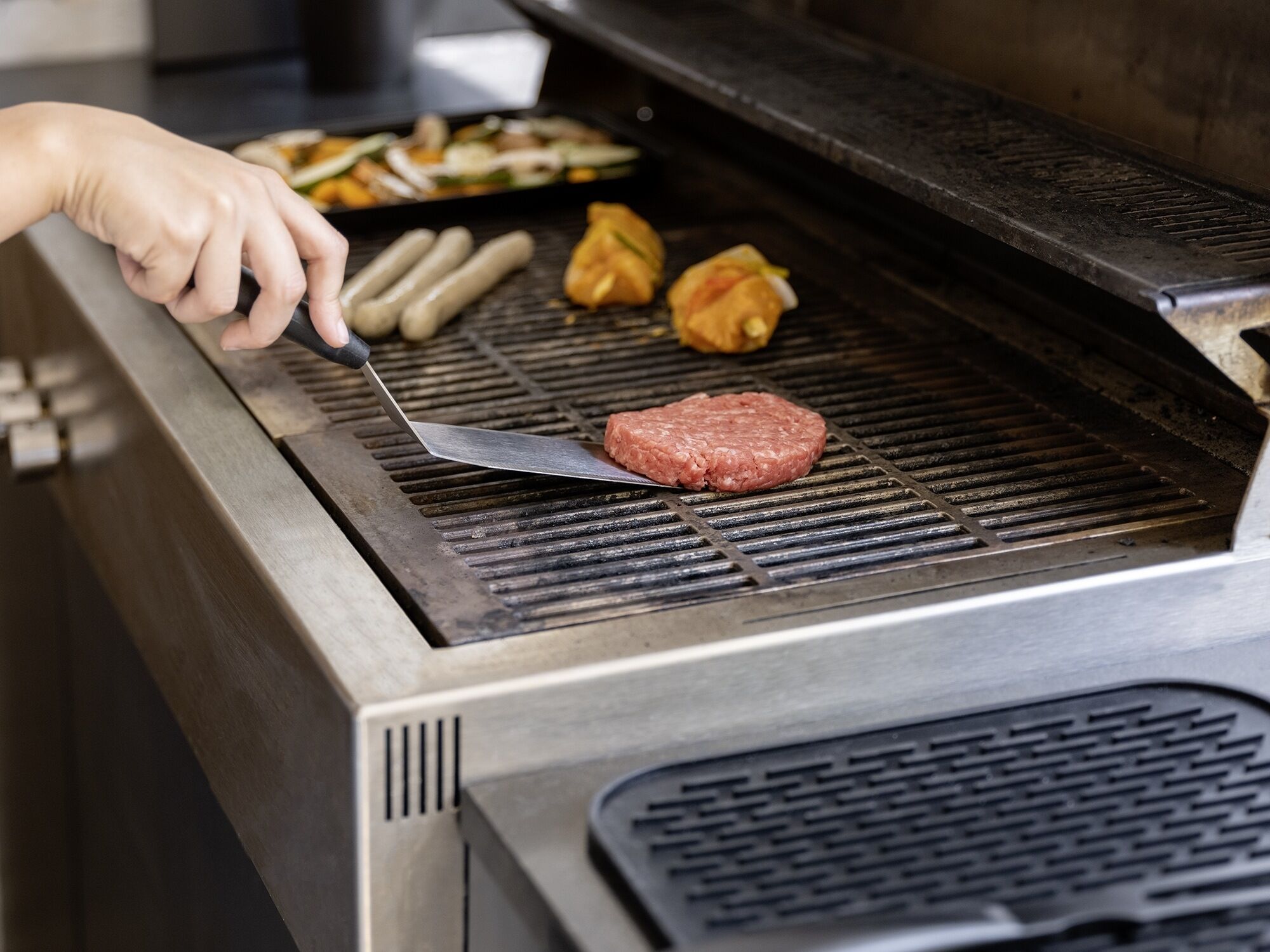 Burgerpresse WENKO "Burger-Set", schwarz, Ø:12cm, Aluminium, Edelstahl, Küchenpressen, Burgerpresse, Hamburgerpresse & Plancha Spachtel, Grillzubehör, rostfreier Edelstahl