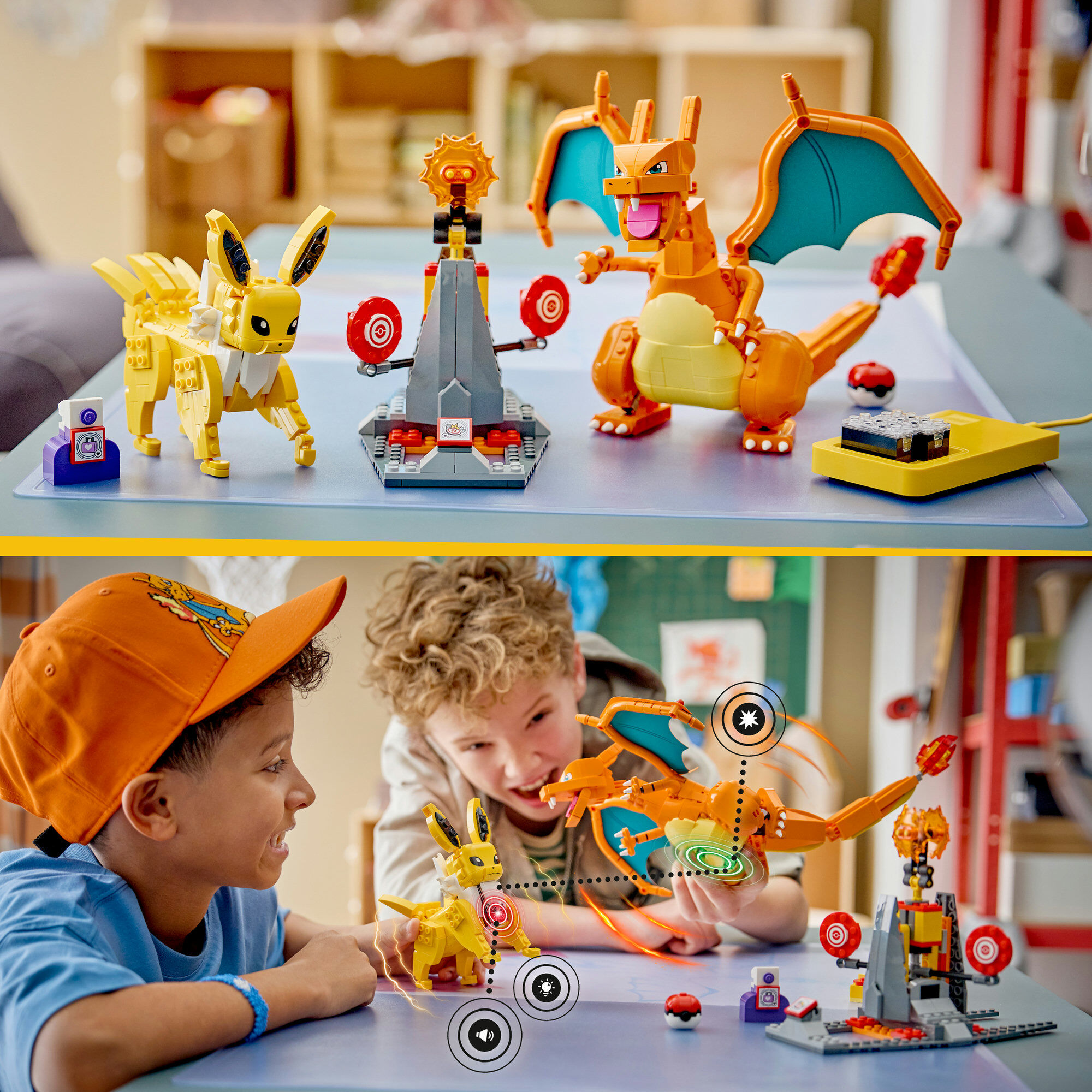 Konstruktionsspielsteine LEGO "SMART Play™ Ultimativer Showdown zwischen Glurak und Blitza (72167)", bunt, Spielbausteine, Kinder, Kunststoff, Konstruktionsspielsteine, LEGO Pokémon; inklusive SMART Brick; mit Licht- und Soundeffekten