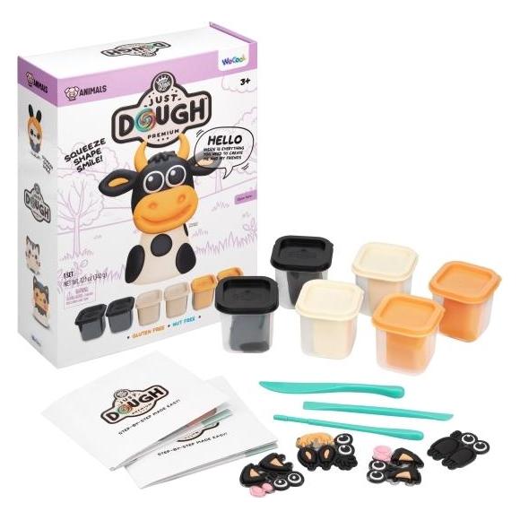 Konjac Sponge Usorteret Just Dough, Cow Character Pack Vivid, 57g,x6, Boron Free and No Scent (JUS-40377)