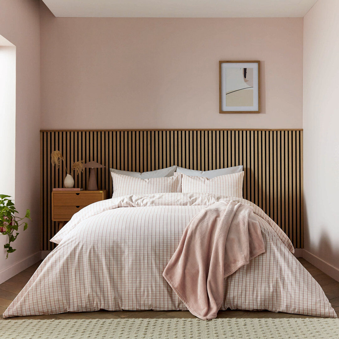 Helena Springfield Tranquil Check Duvet Cover Set Chocolate Chequered Super King Duvet Cover + 2 Pillowcases
