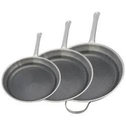 ELO 3er-Set Induktionsbratpfannen – – Relief Solutions, Pfannenset + Topfset
