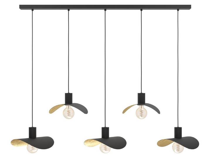 Suspension noire Saceda avec finition dorée\, 5 lumières