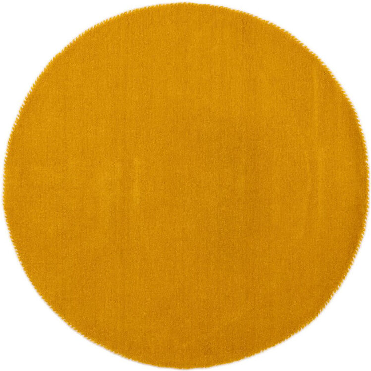 Carpetfine Solid Colour Wool Hand Woven Area Rug Yellow Around 120cm