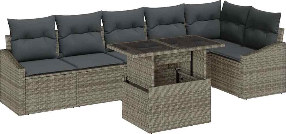 vidaXL Garten-Sofa-Set 7 stk. Grau