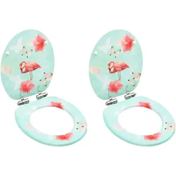 vidaXL Toilettensitze Soft-Close-Deckel 2 Stk. MDF Flamingo-Design