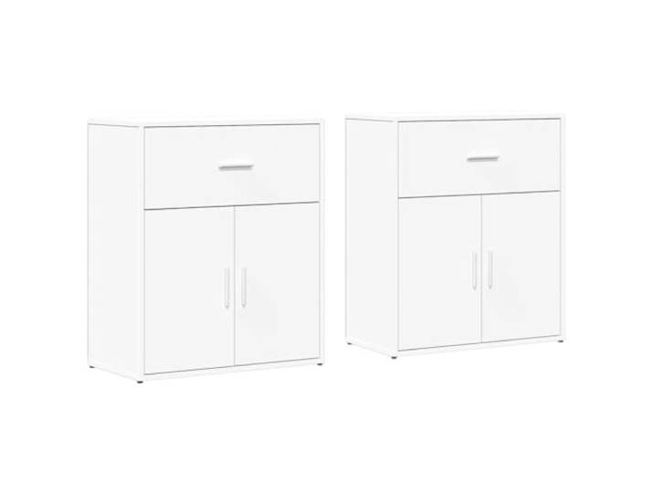 Fisinber Sideboards 2er Set Weiß 60x31x70 cm Anrichte Schrank Vielseitiger Beistellschrank im 2er Pack für Wohnzimmer, Schlafzimmer und Flur mit pflegeleichter Oberfläche in Weiß.