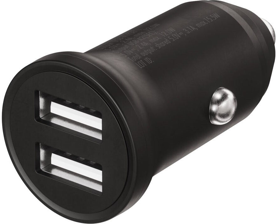 X2O Dobbelt Biloplader - 12W / USB-A - Sort