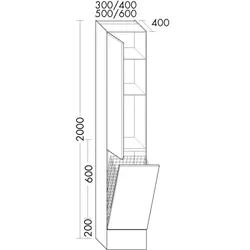 Burgbad Hochschrank rc40 2000x500x400 Eiche Hellgrau, HSNW050RF4602 HSNW050RF4602